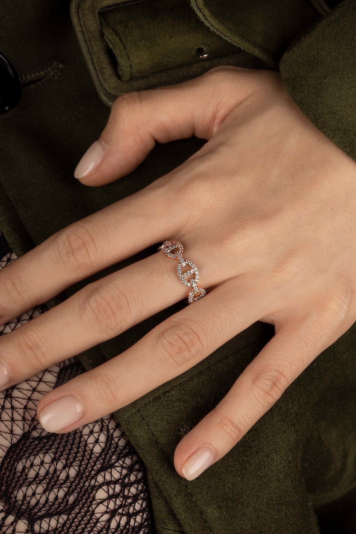 APM Monaco Bague Maille Marine en Or Rose