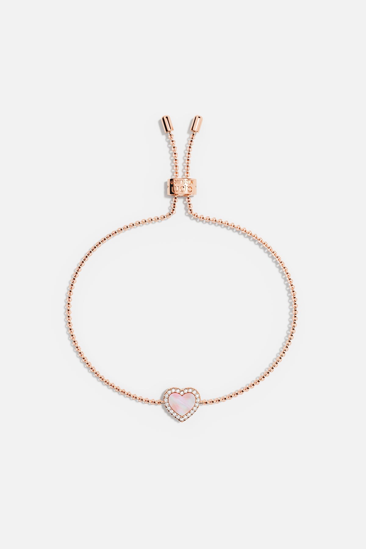 APM Monaco Bracelet Ajustable Cœur Nacre Rose en Or Rose