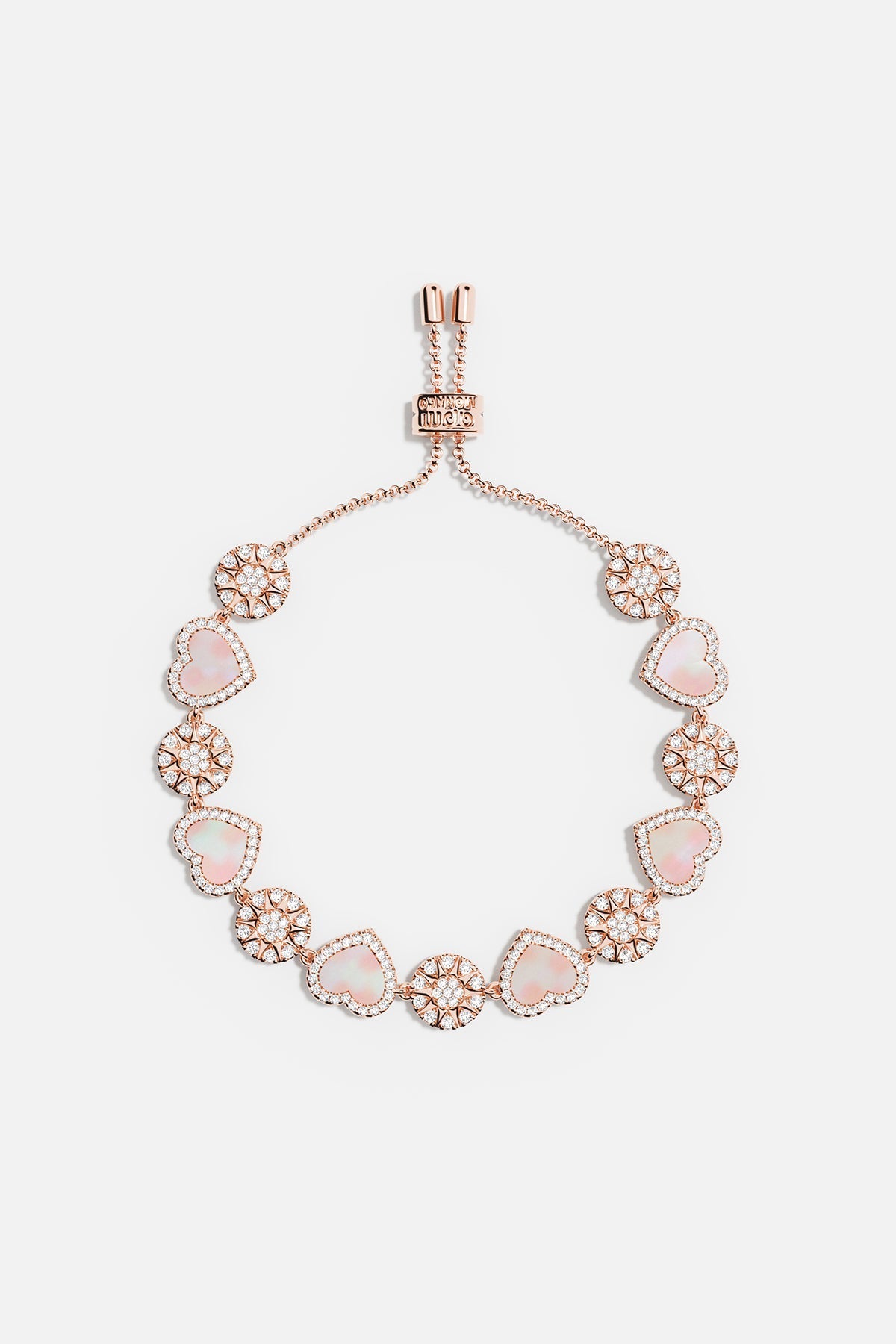 APM MONACO Bracelet Ajustable Cœurs Nacre Rose