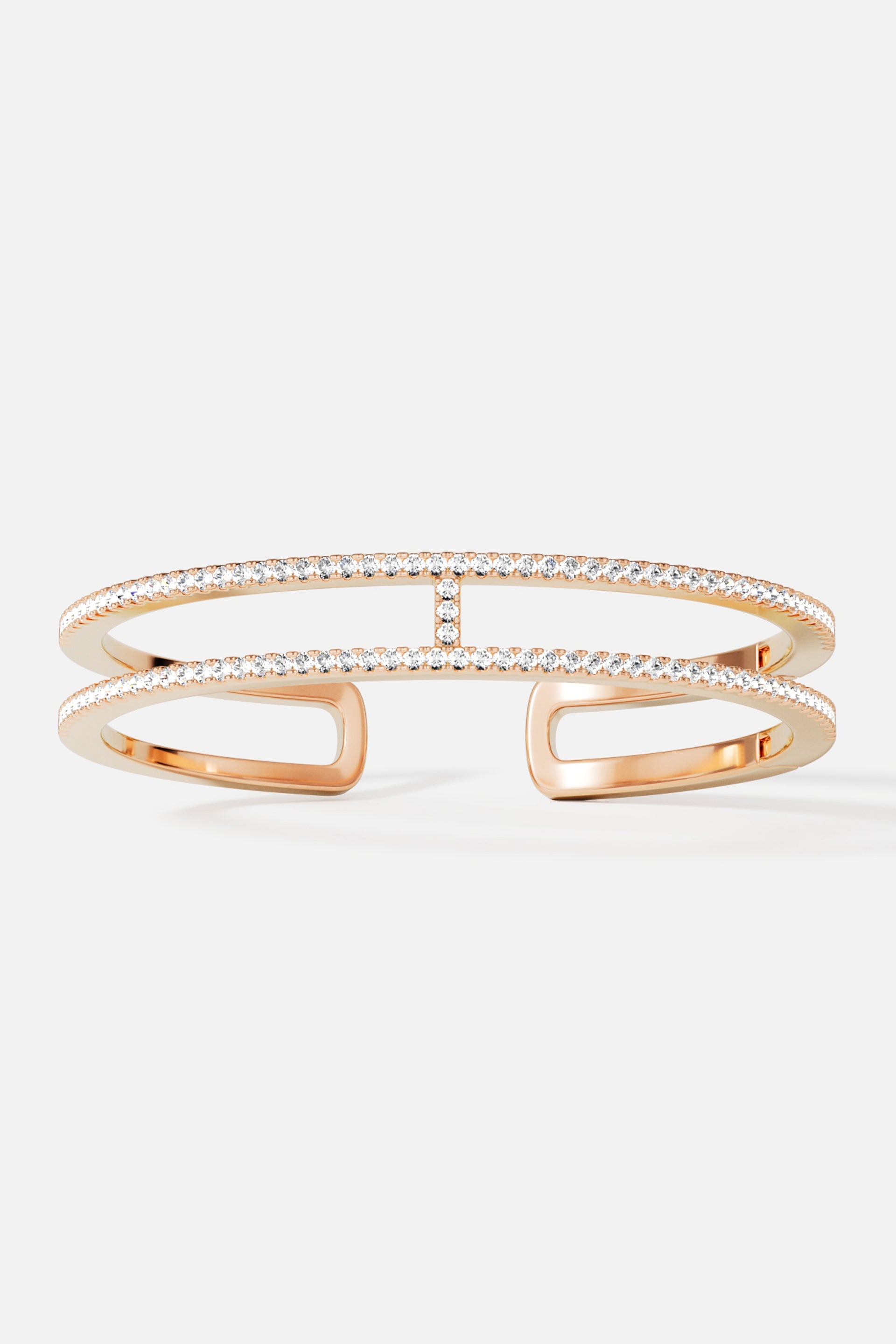 APM Monaco Jonc Double Pavé en Or Rose