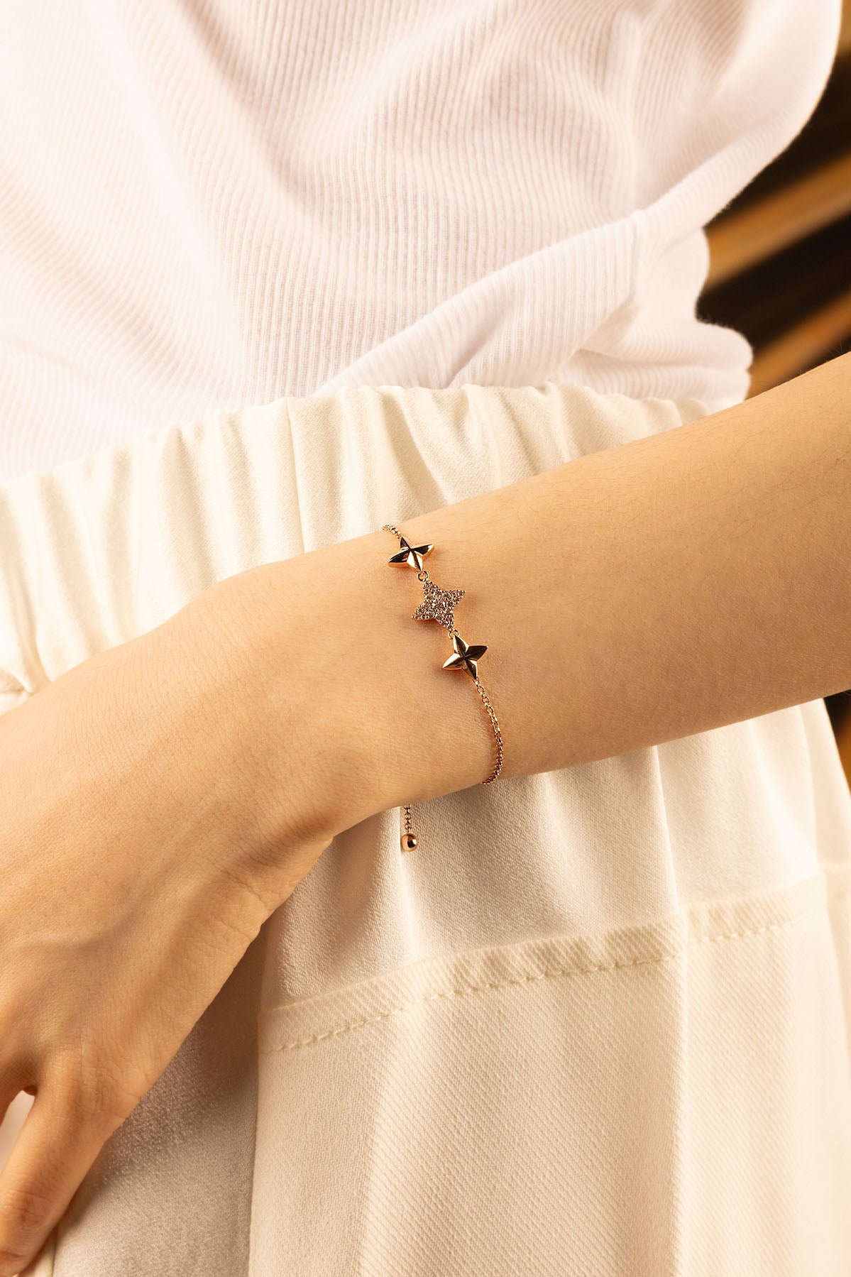 Bracelet Ajustable Triple Météorites Or Rose APM Monaco
