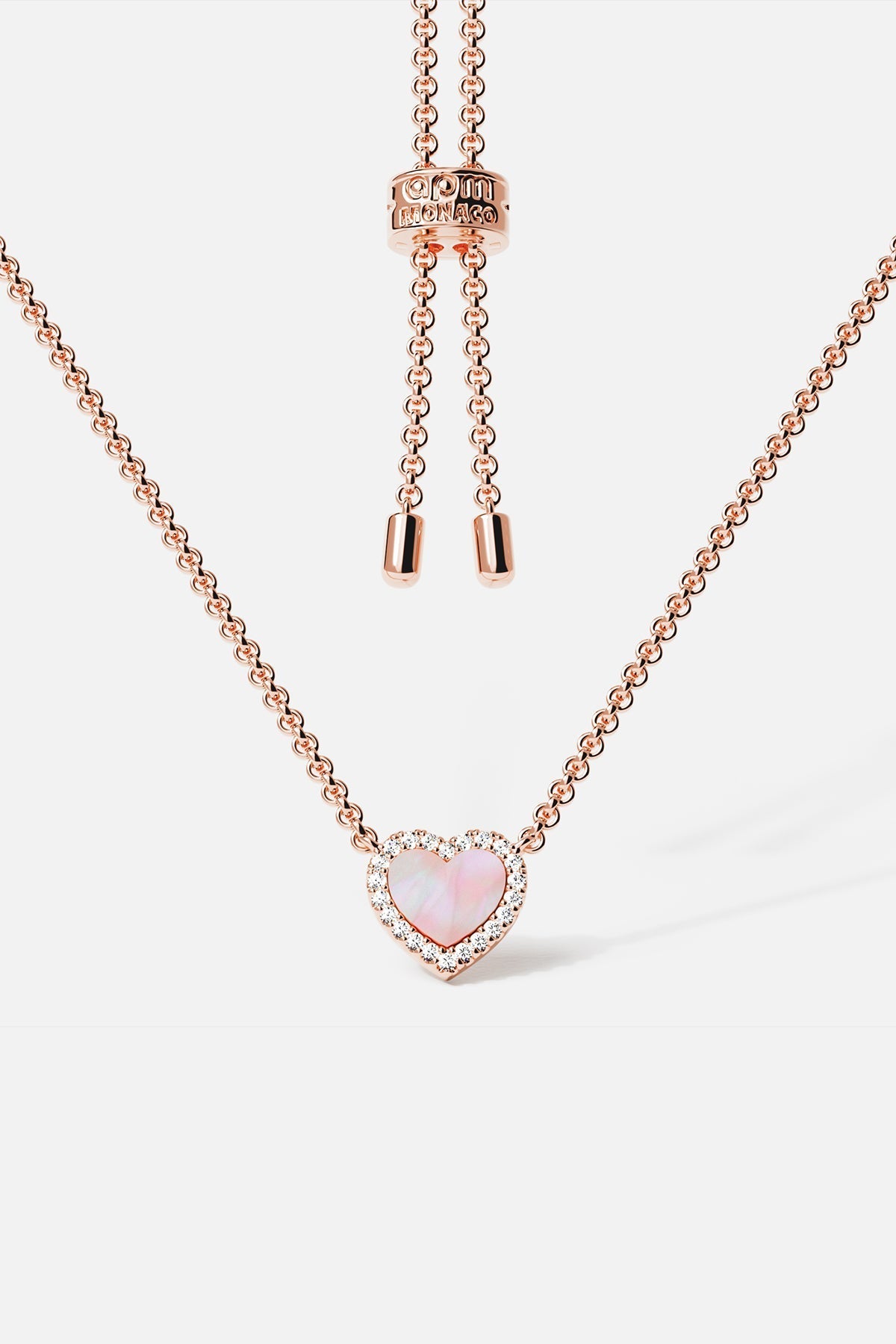 APM MONACO Collier Ajustable Cœur Nacre Rose