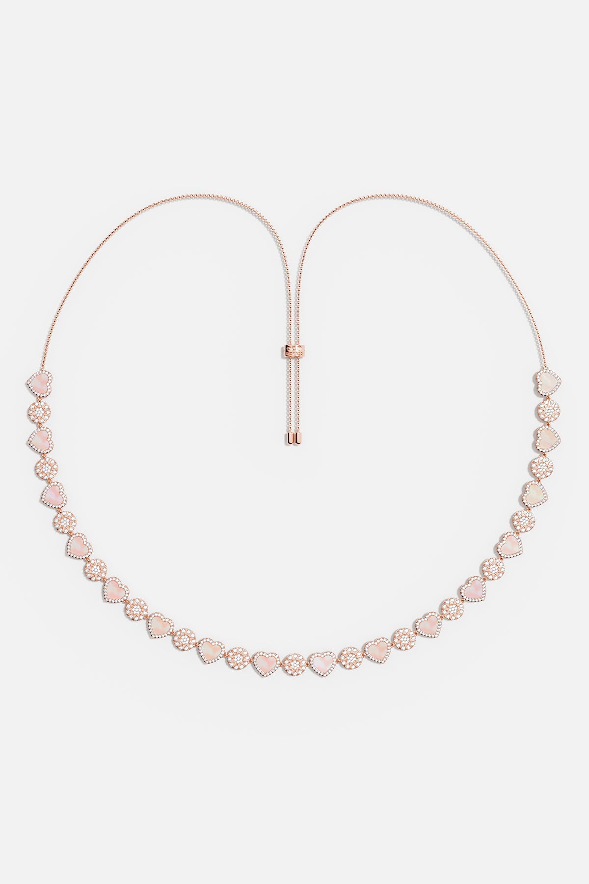APM Monaco Collier Ajustable Cœurs Nacre Rose en Or Rose