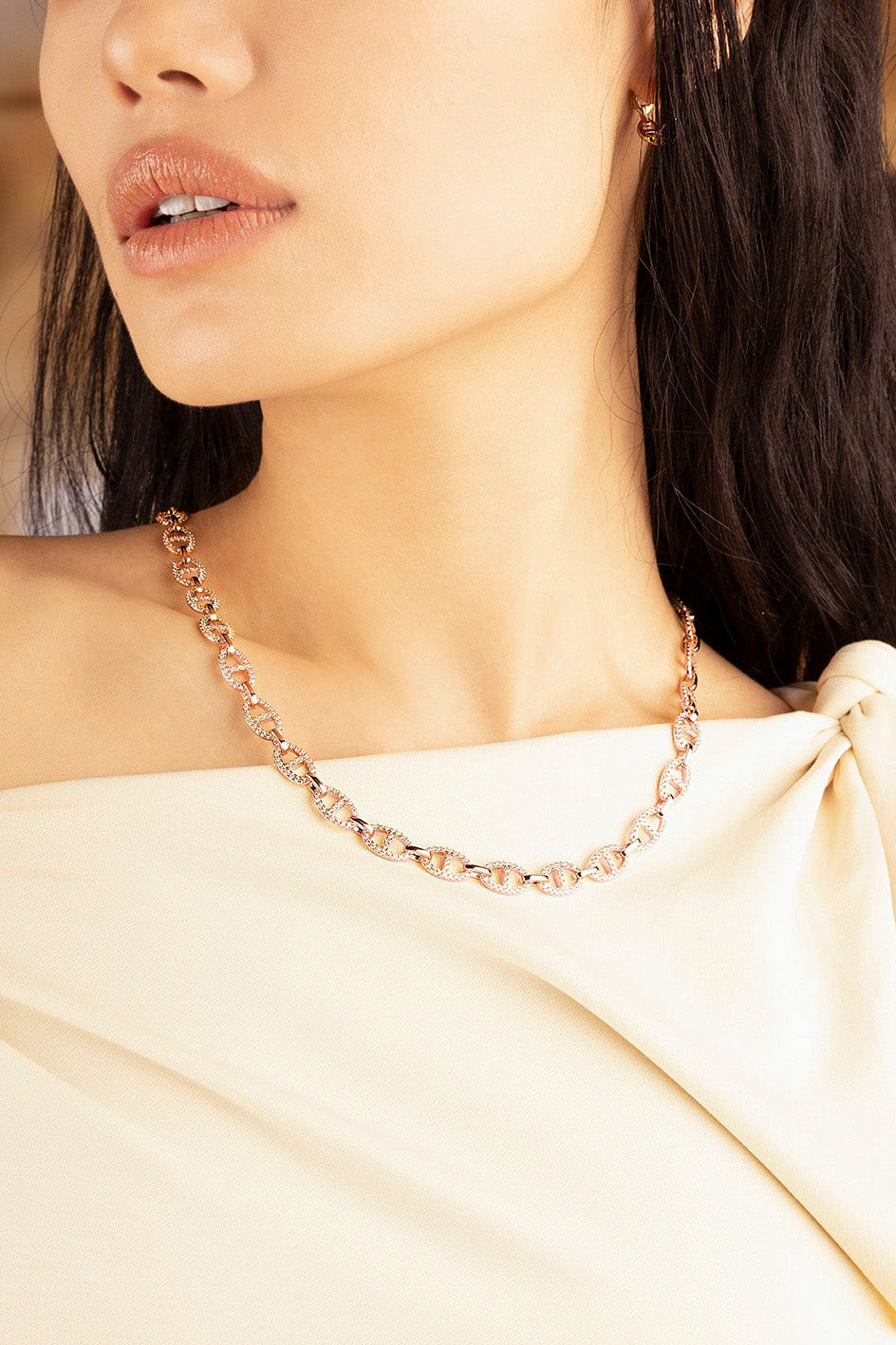 APM Monaco Collier Chaîne Maille Marine en Or Rose
