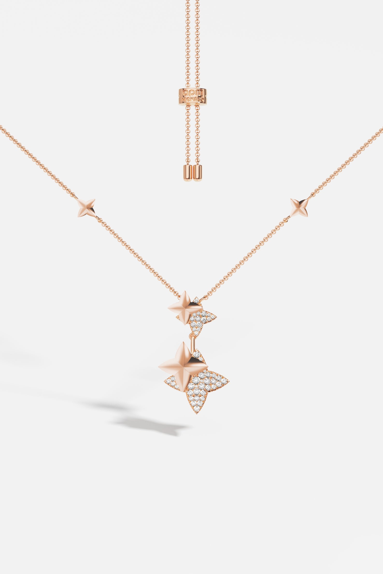 APM Monaco Collier Double Météorites Ajustable Or Rose en Or Rose