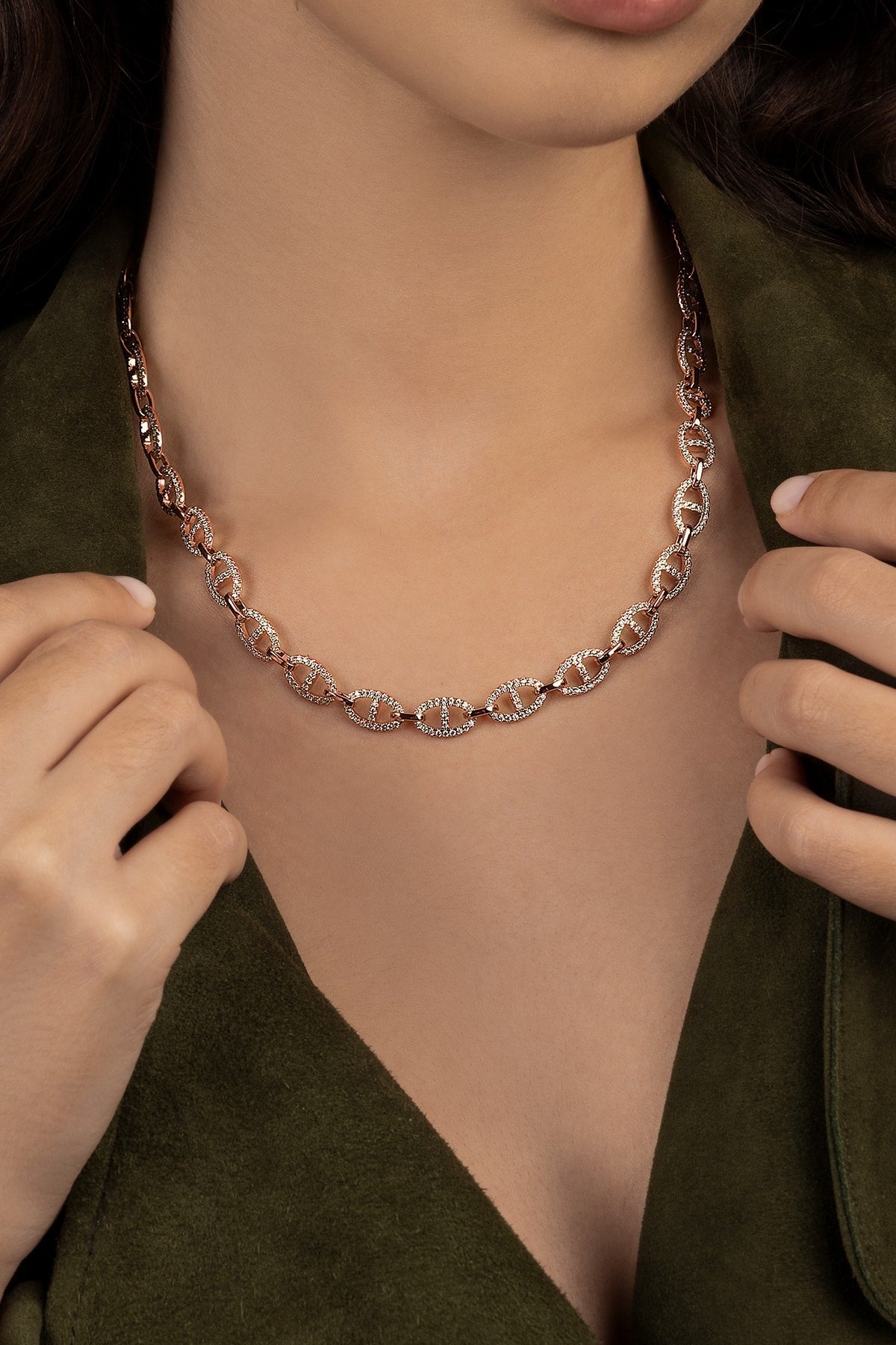 APM Monaco Collier Chaîne Maille Marine en Or Rose