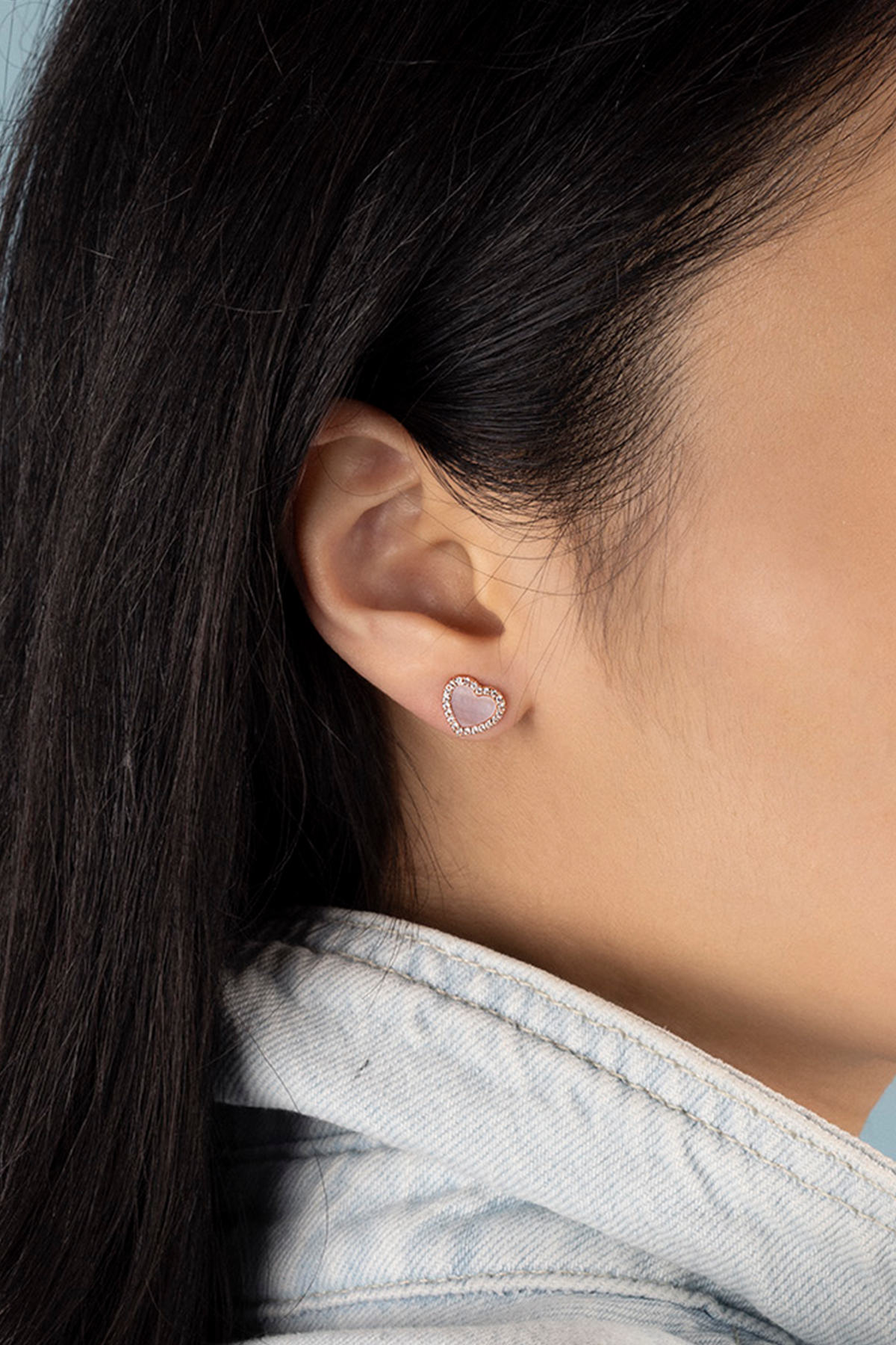 Clous d'oreilles Cœur Nacre Rose - APM Monaco