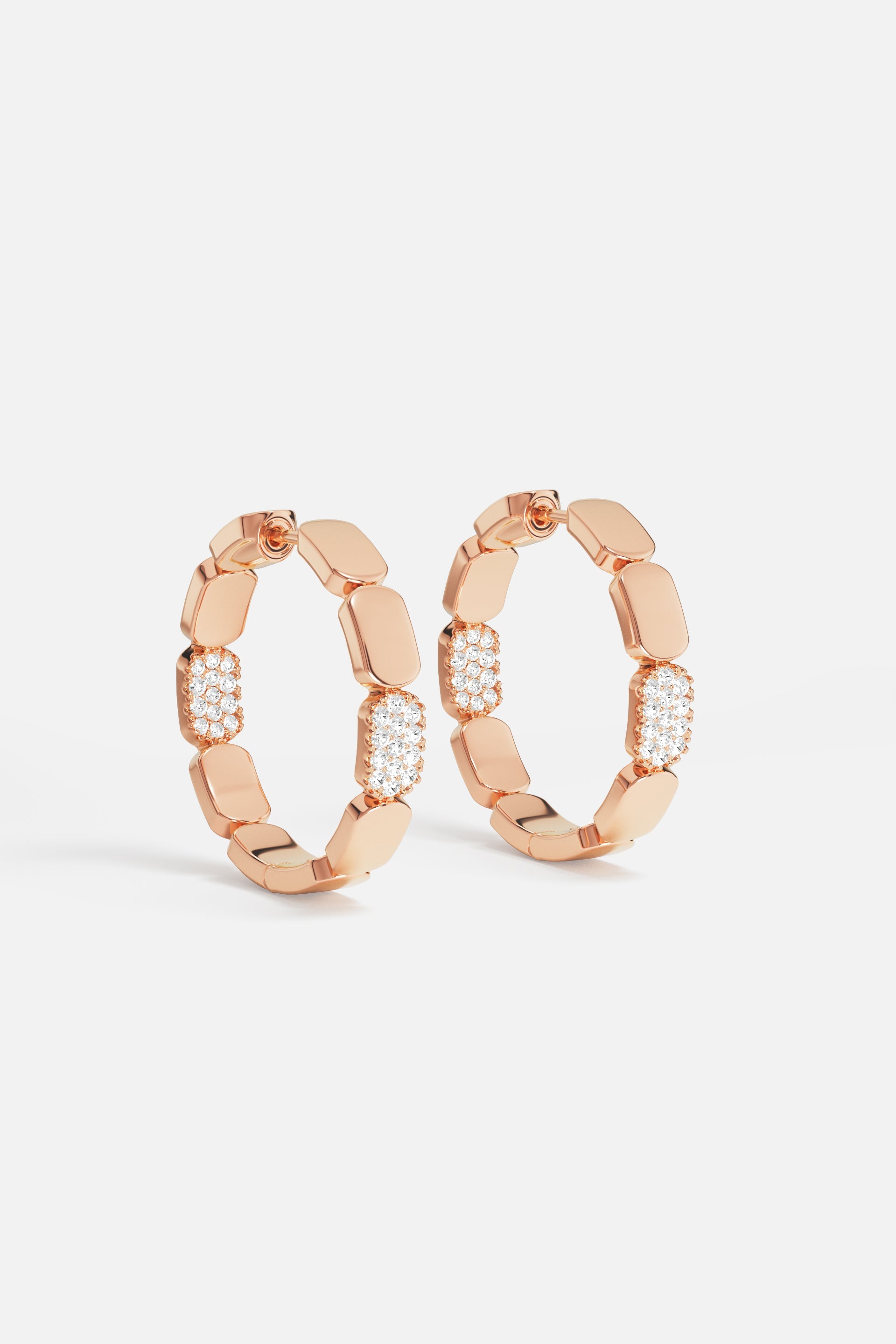 APM Monaco Créoles Or Rose Pavé en Or Rose
