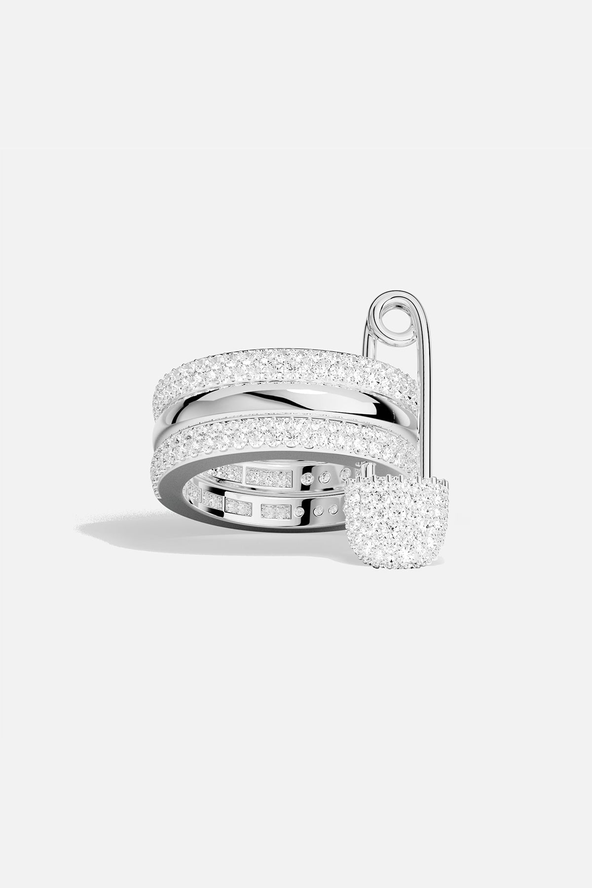 APM Monaco Bague Épingle Love, Smile, Bonheur en Argent
