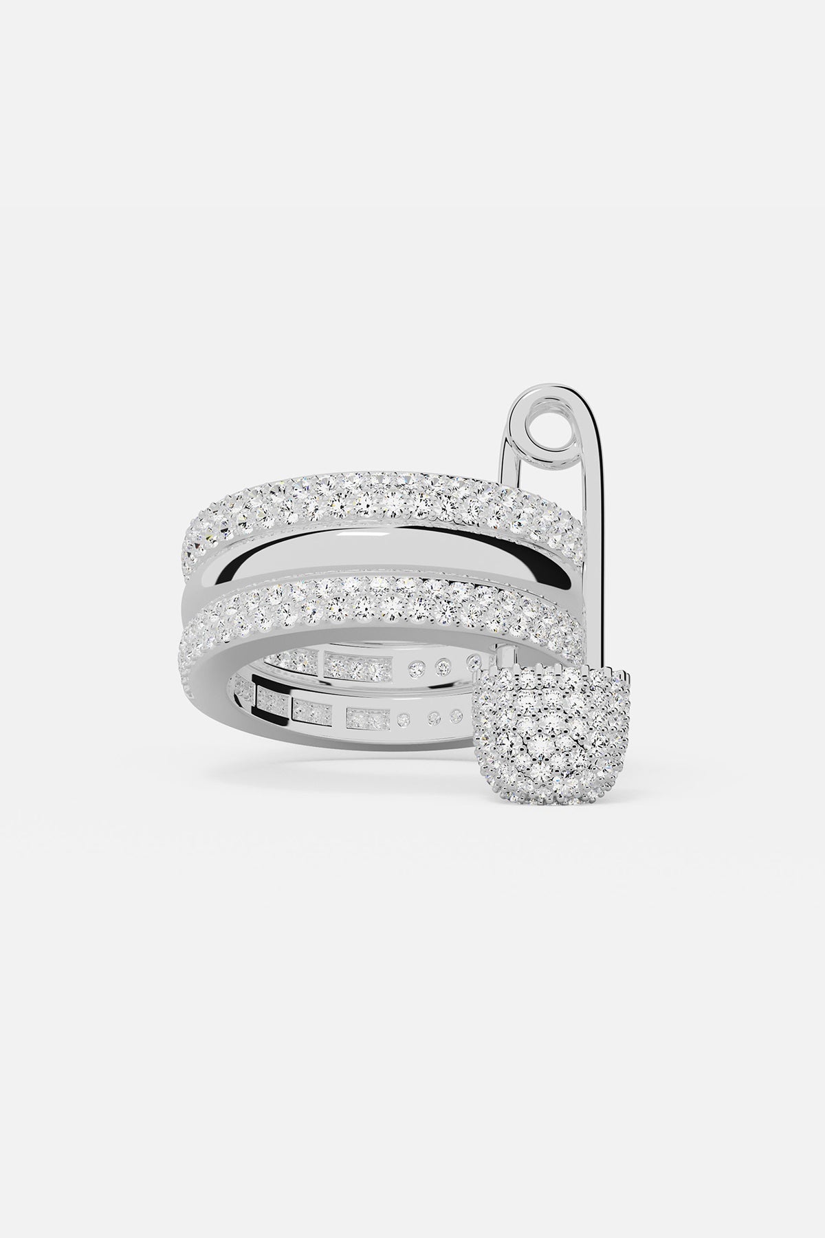 APM Monaco Bague Épingle Love, Smile, Bonheur en Argent