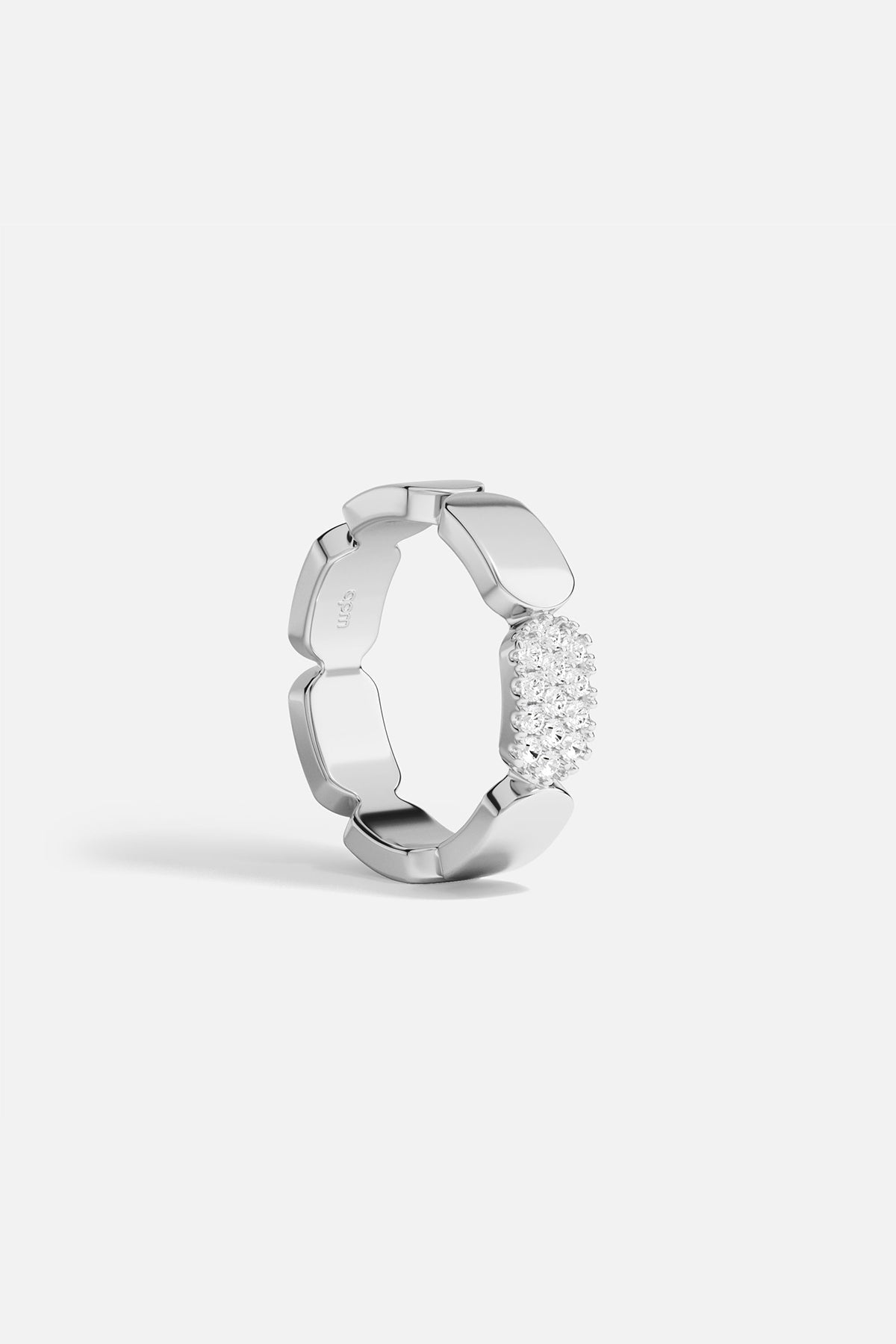 APM Monaco Bague Pavé Argent en Argent