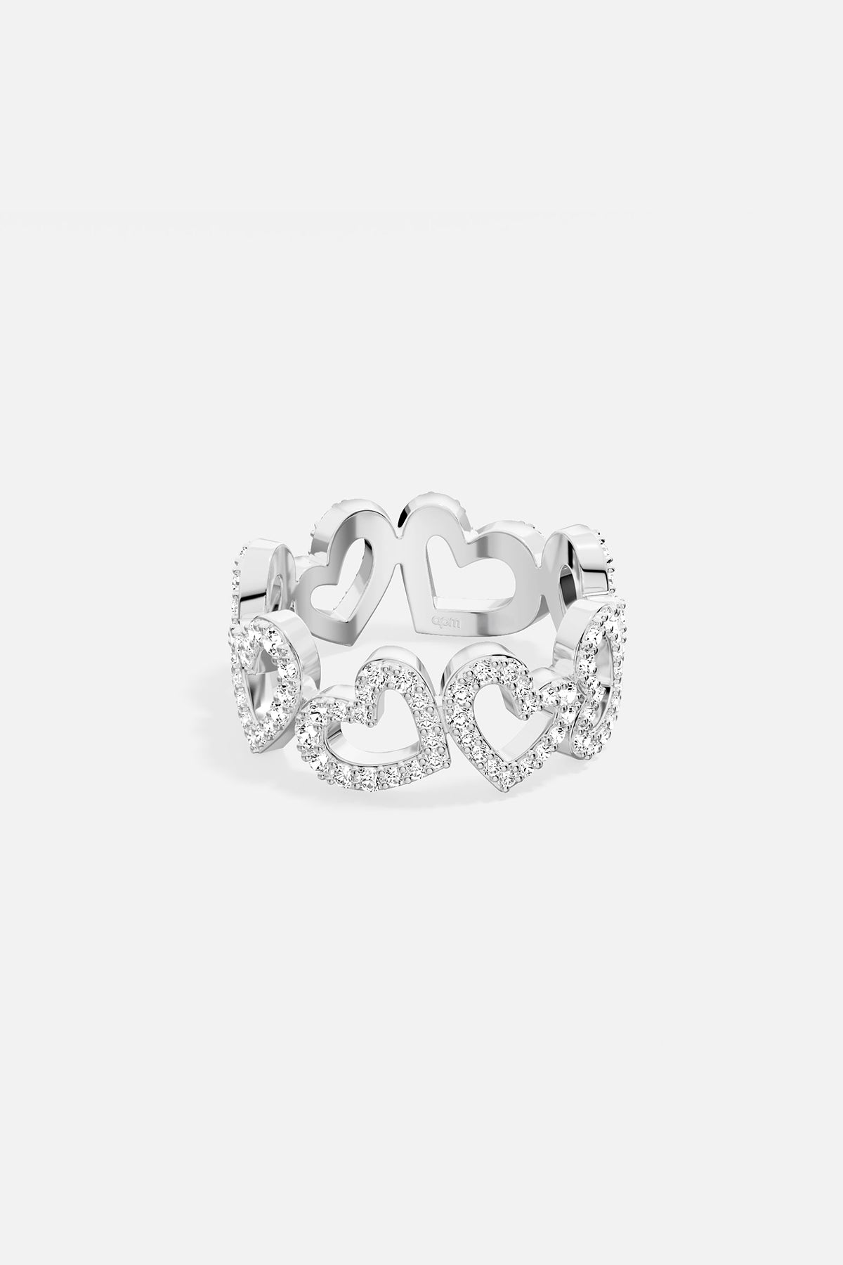 APM MONACO ring in silver with heart-shaped design on a white background