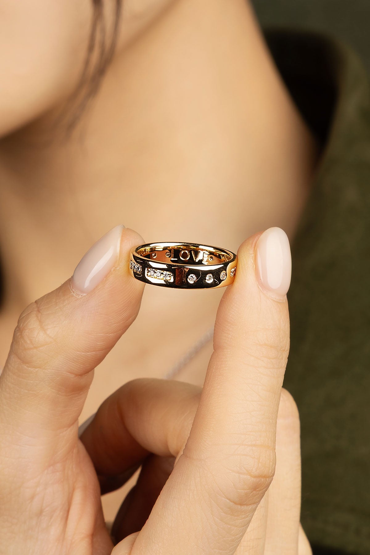 APM Monaco Bague Code Morse LOVE en Or Jaune