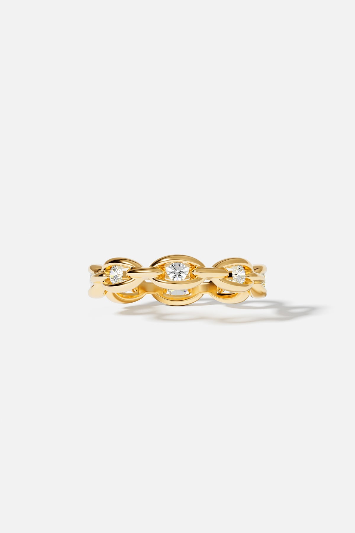 APM Monaco Bague Chaîne Pavé en Or Jaune