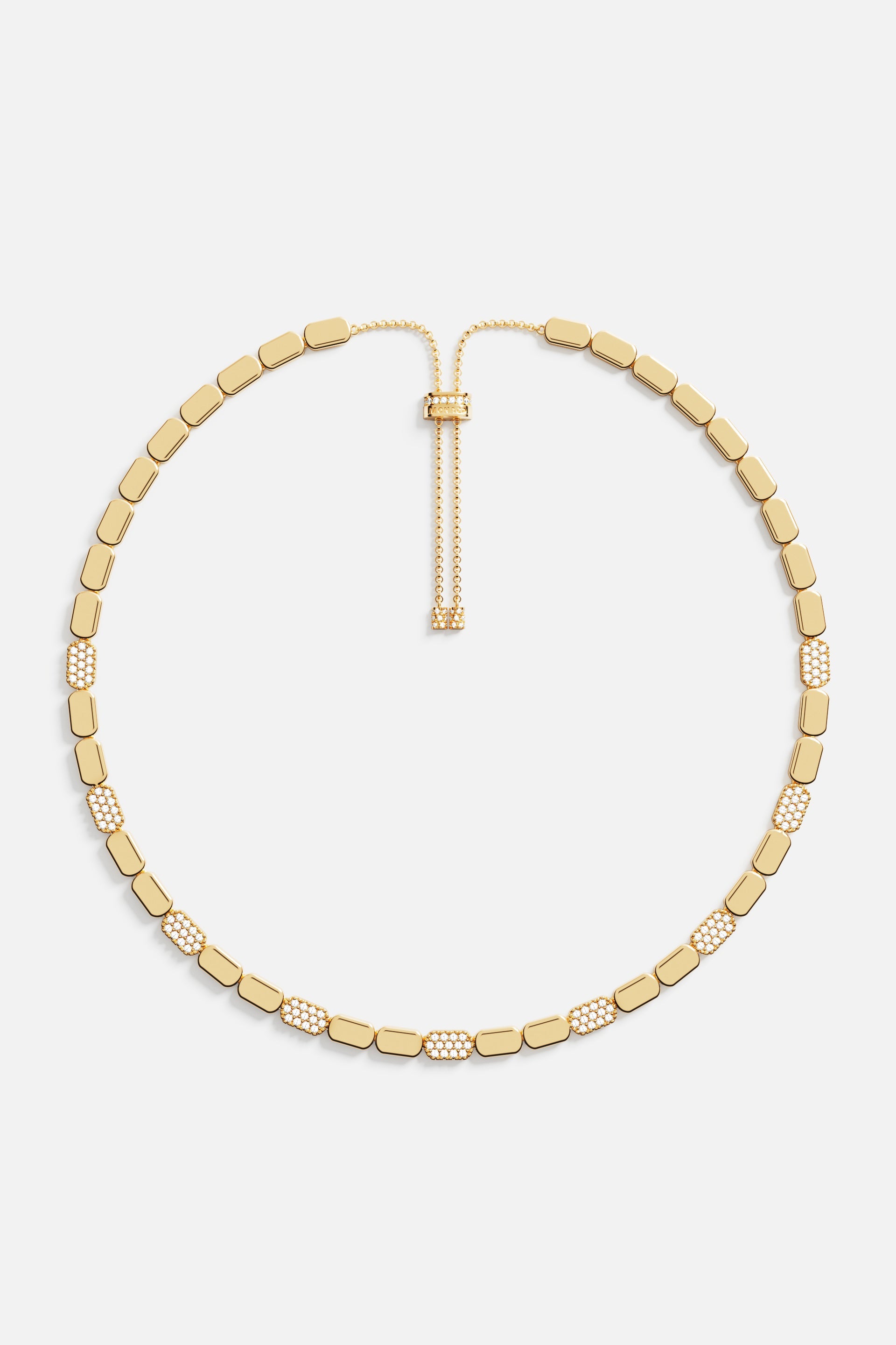 APM Monaco Collier Ajustable Or Jaune Pavé en Or Jaune