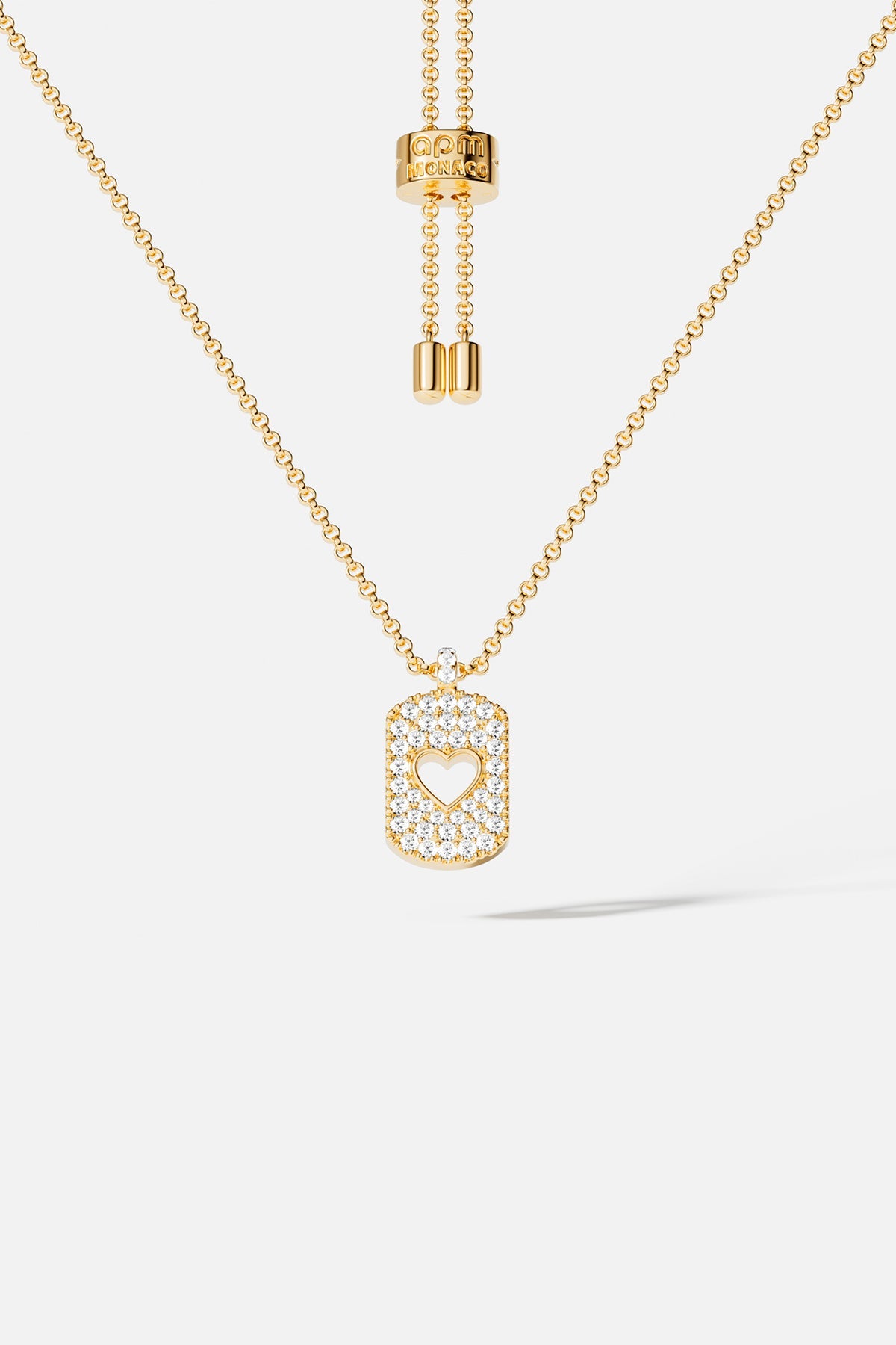 Collier Ajustable Cœur Pavé - APM Monaco
