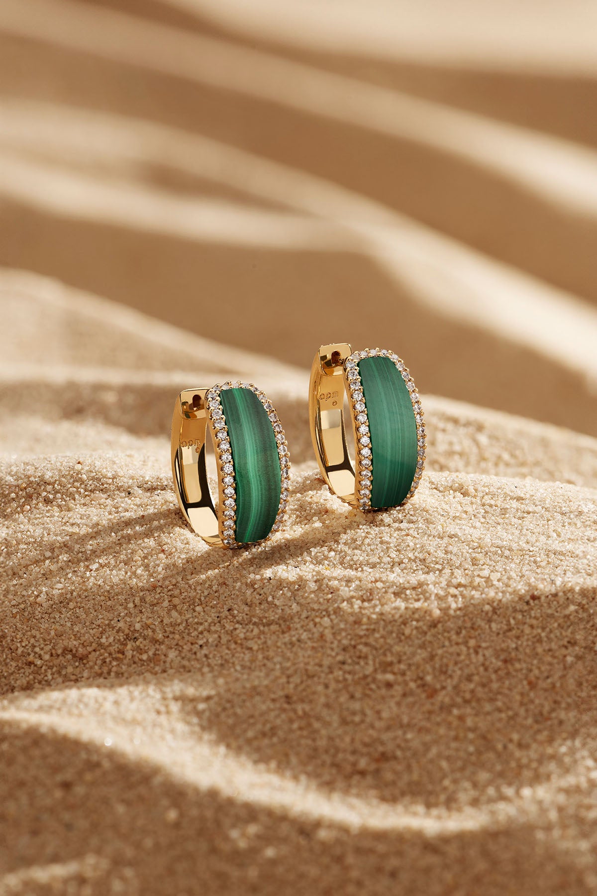 APM Monaco Créoles Malachite en Or Jaune