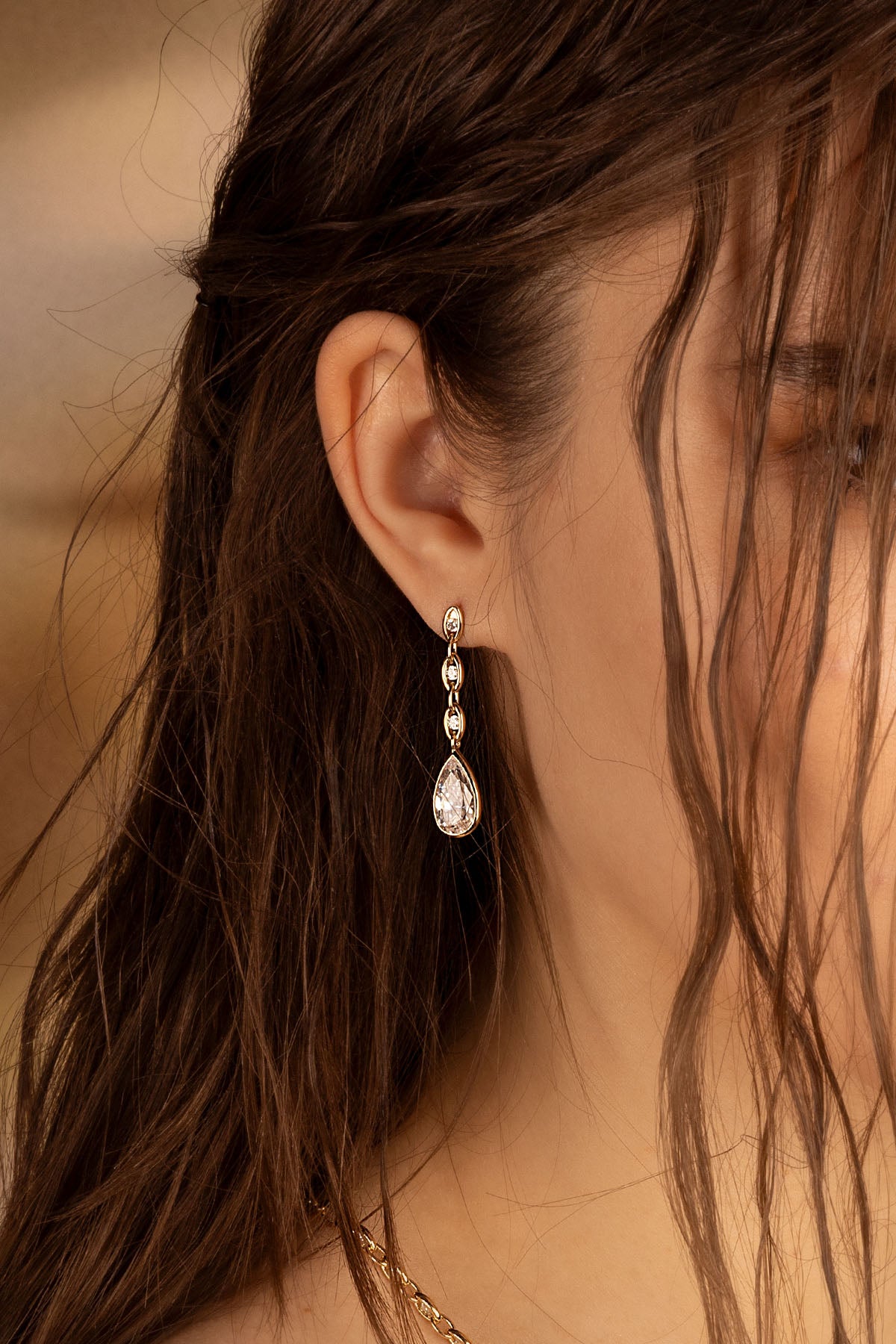 APM Monaco Boucles d'Oreilles Chaîne Éclat en Or Jaune