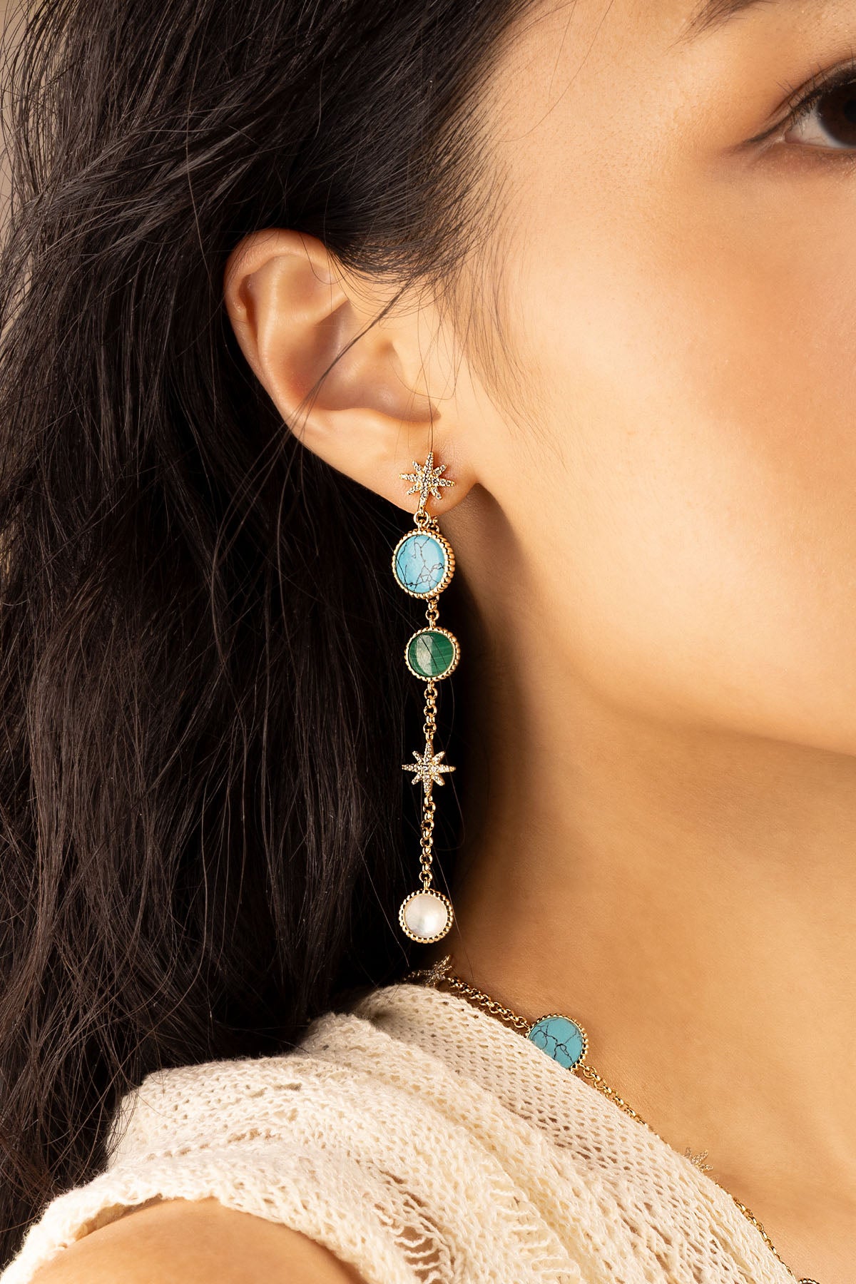 APM Monaco Boucles d'Oreilles Météorites en Or Jaune