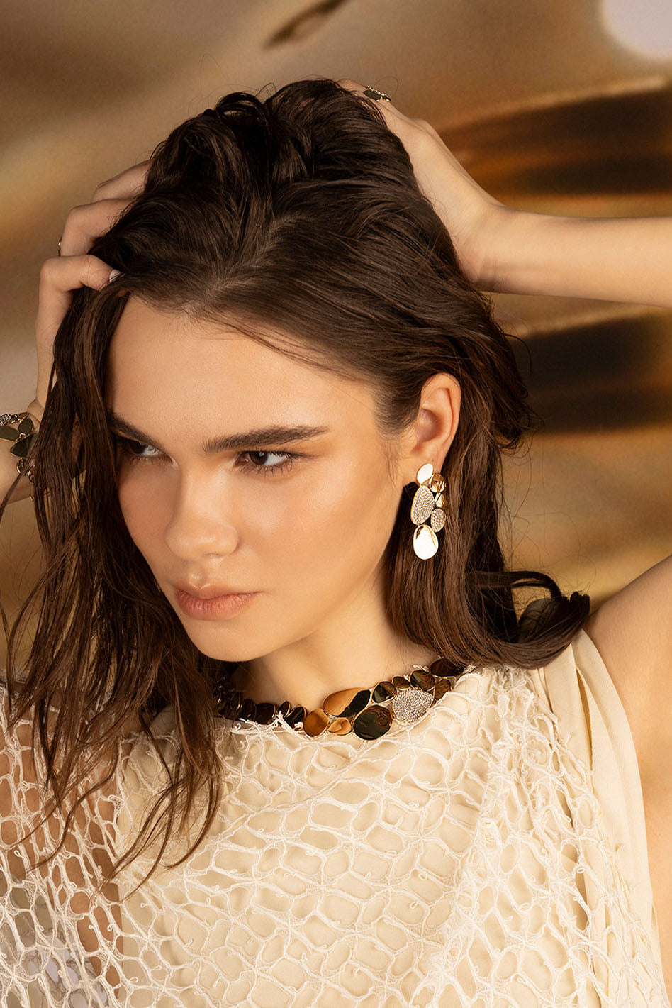 APM Monaco Boucles d'Oreilles Galet XL en Or Jaune