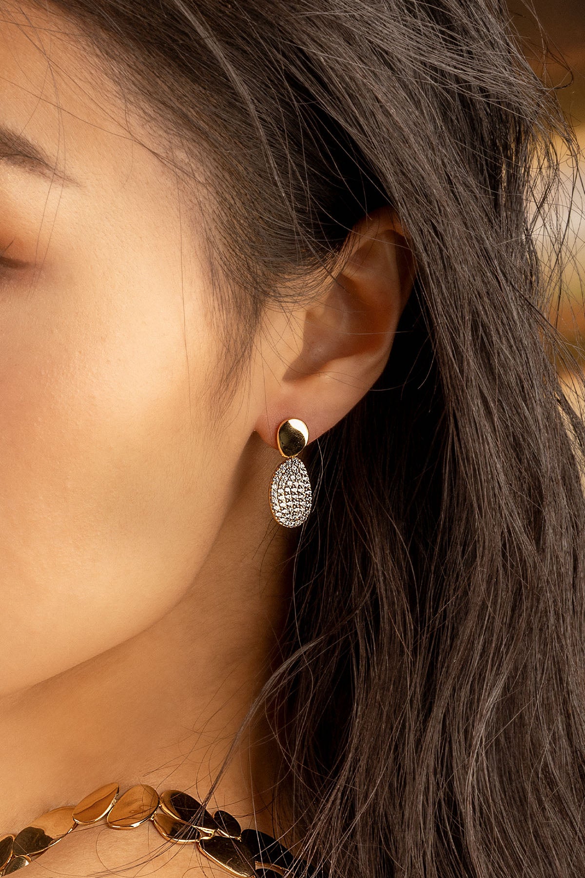 APM Monaco Boucles d'Oreilles Galet en Or Jaune
