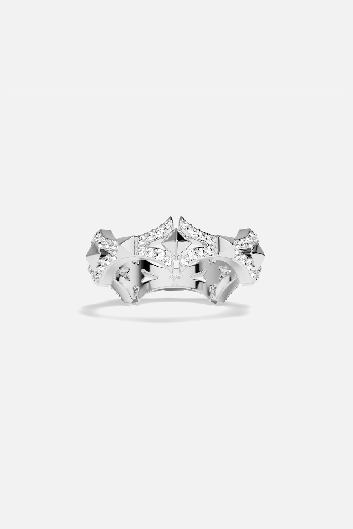 APM Morse Ring, une couronne audacieuse au finish rhodium, éclat contemporain.