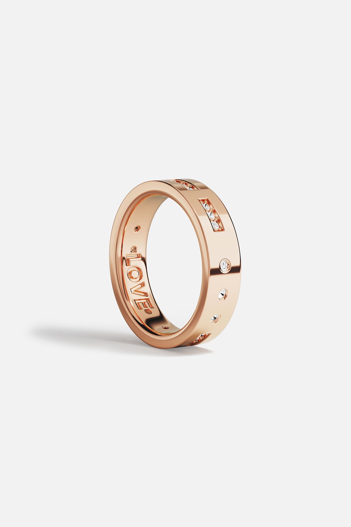 Bague Morse APM, un message d'amour scintillant en finition rhodium rosé.