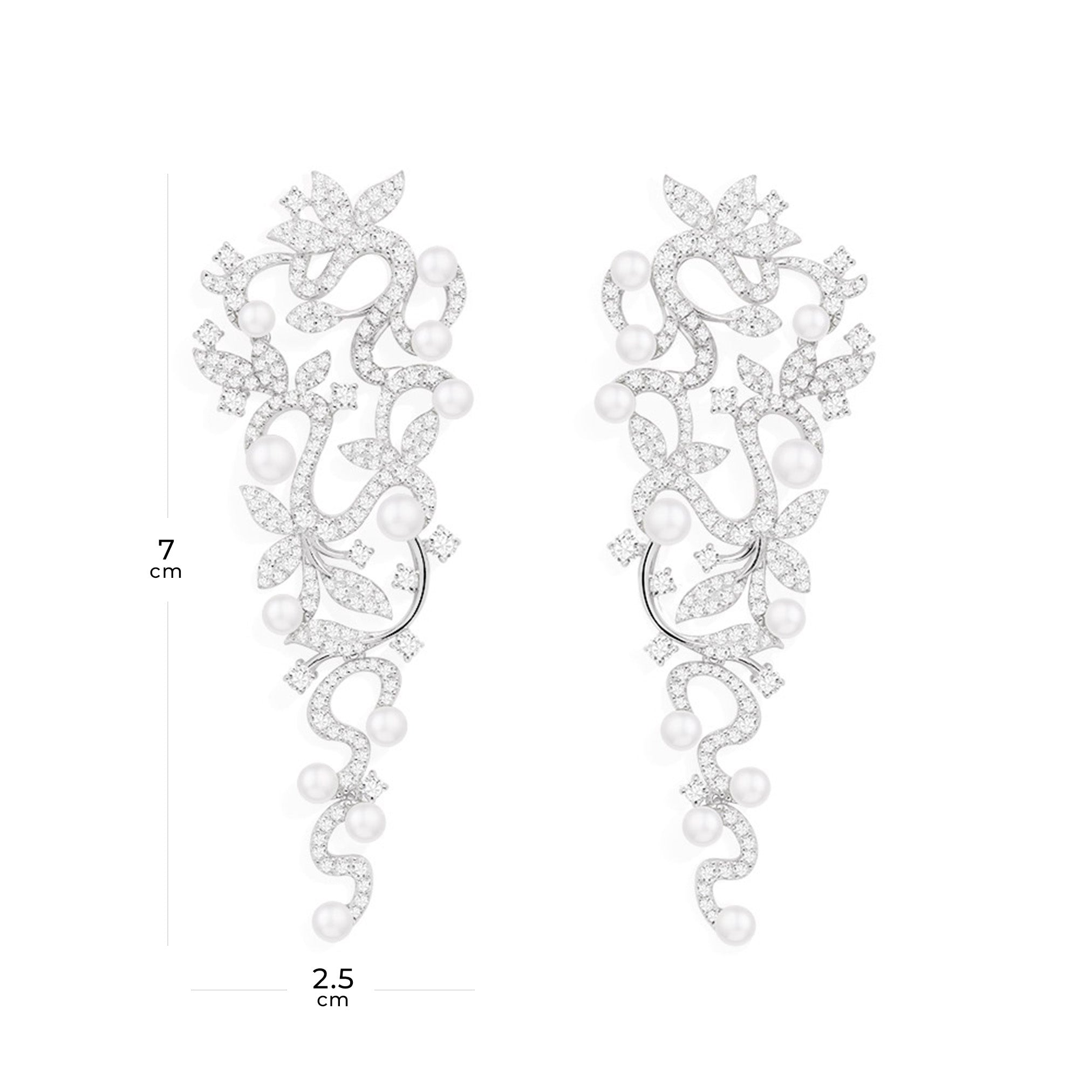 Longues Boucles d'oreilles Fleurs avec Perles - APM Monaco