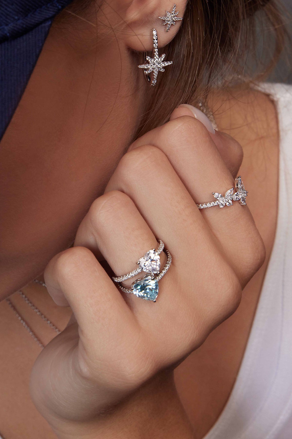 APM Monaco Bague Cœur Bleu en Argent