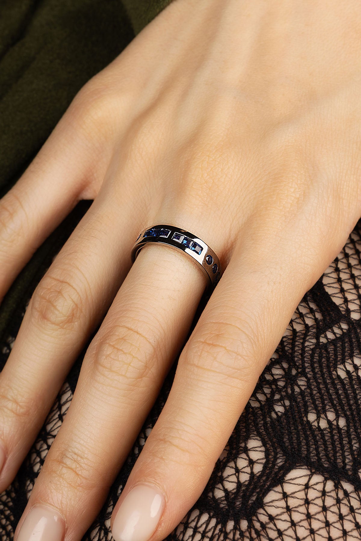 APM Monaco Bague Code Morse Smile Bleue 