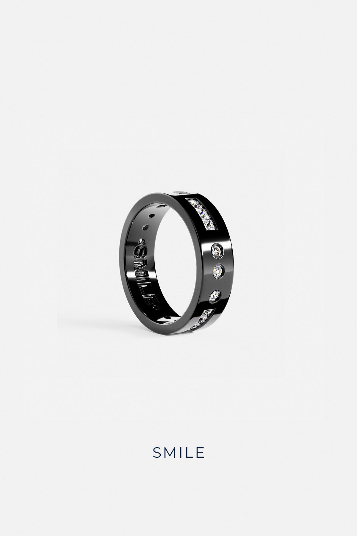 Bague Code Morse SMILE Noire