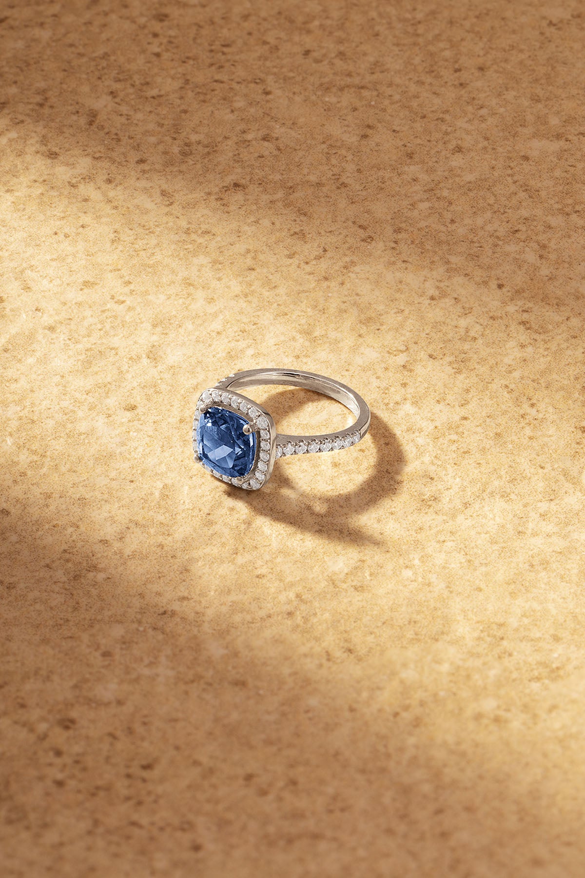 APM Monaco Blue Square Pave Ring in Silver