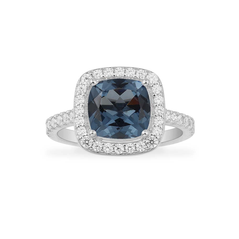 Bague Pavé Pierre Carrée Bleue - APM Monaco