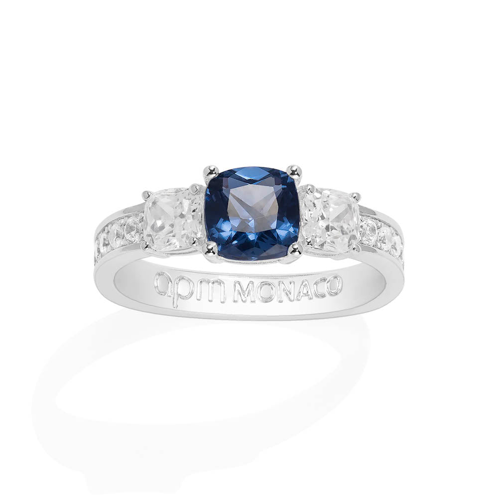 Bague Pavé Carré Bleu - APM Monaco