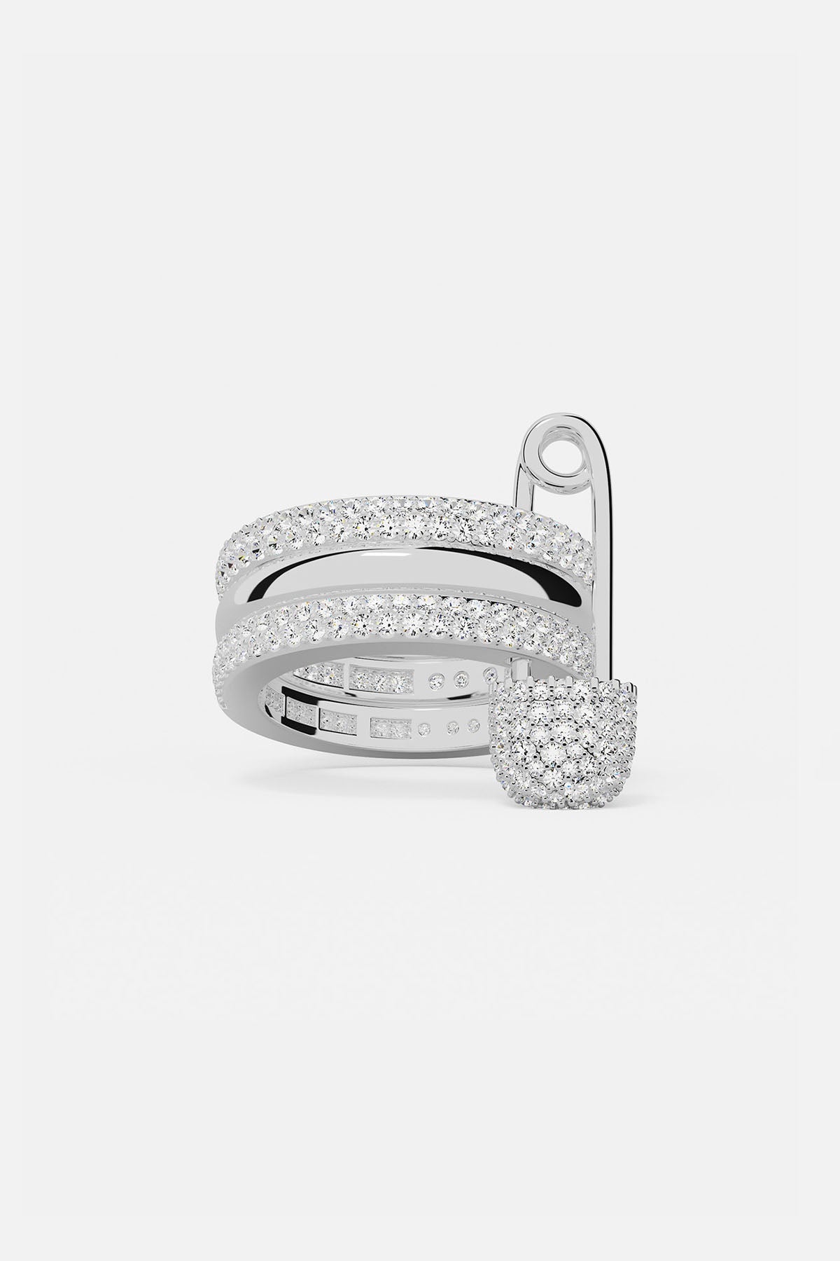 APM Monaco Bague Épingle Love, Smile, Bonheur en Argent