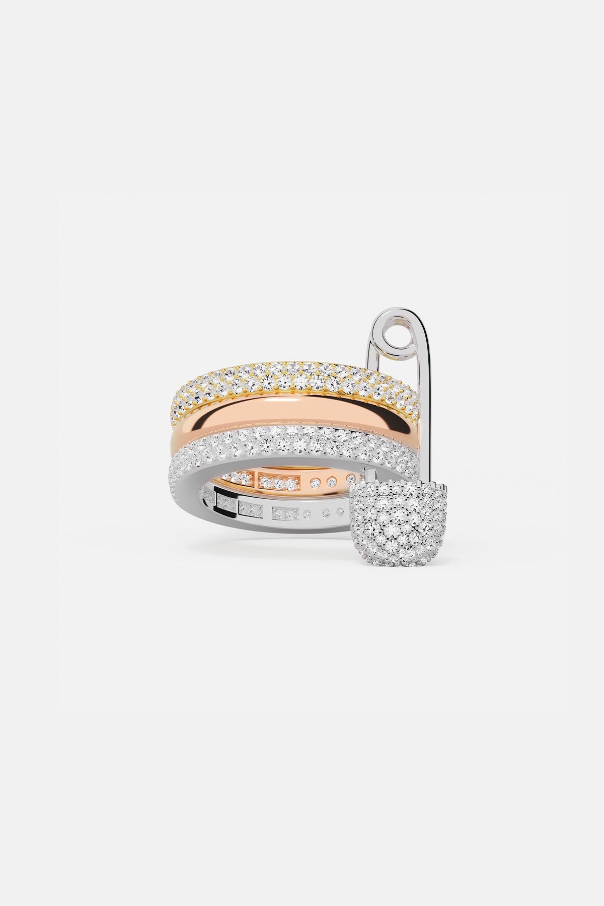 APM Monaco Bague Épingle Love, Smile, Bonheur en Argent