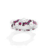 Bague Pavé Fuchsia avec Perles