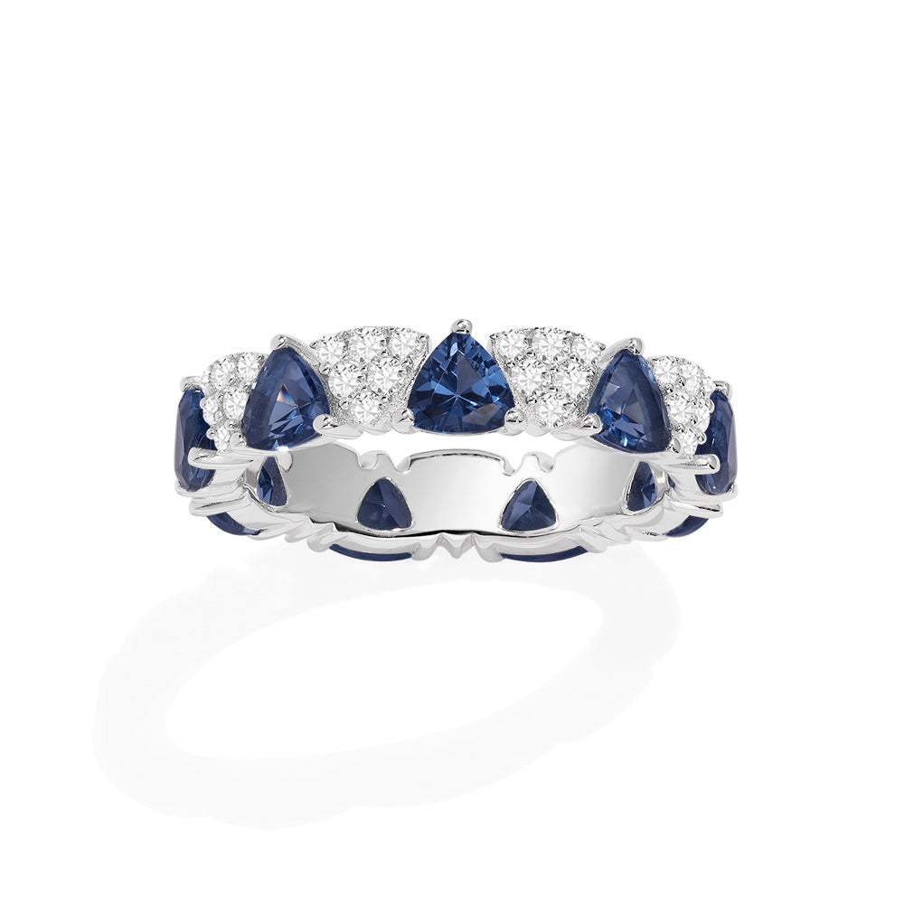 Bague Triangle Pavé Bleu & Blanc - APM Monaco