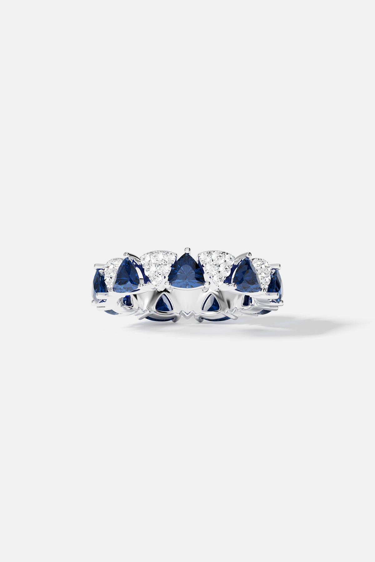 APM Monaco Bague Triangle Pavé Bleu & Blanc en Argent