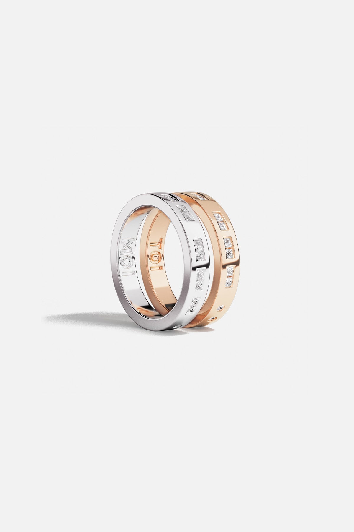 APM Monaco Bague Code Morse Toi Et Moi en Or Rose