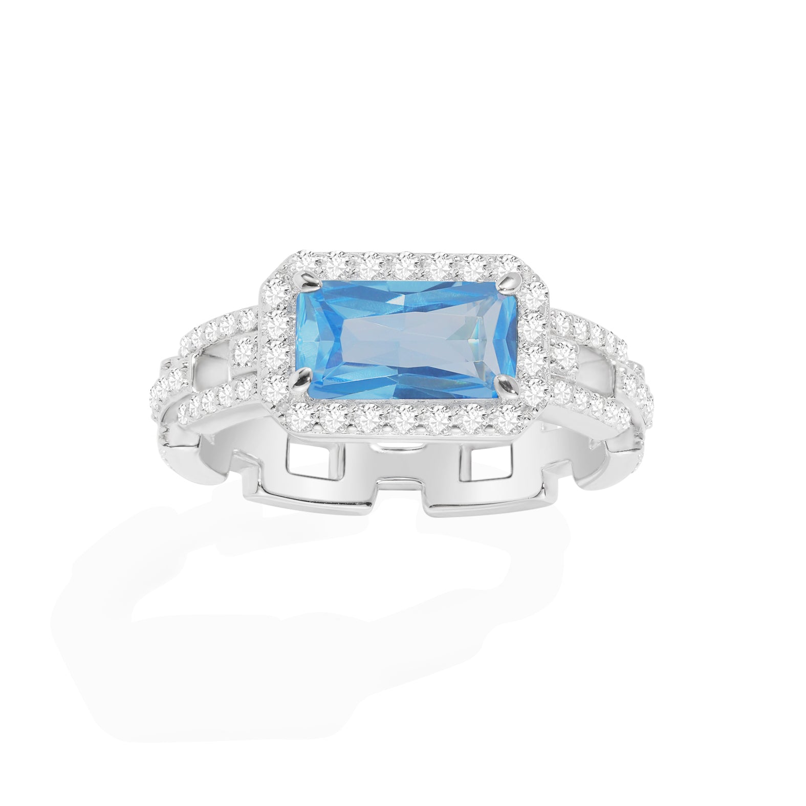 Bague Chaîne Pavé Bleu Lagon - APM Monaco