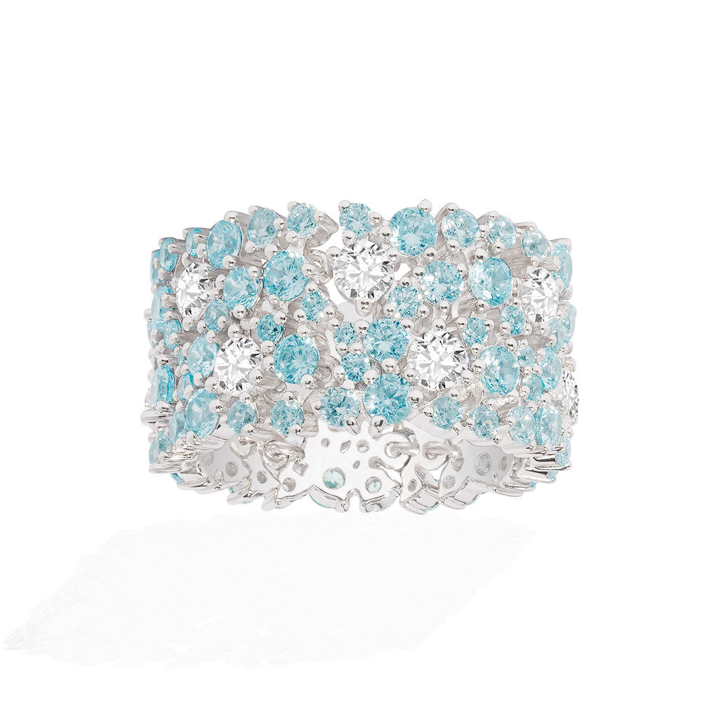 APM Monaco White Lagoon Blue PavE Ring Jewelry