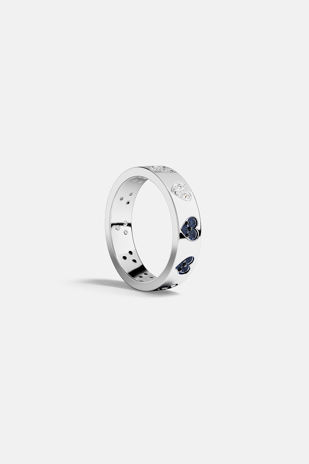 Bague Cœur Bleu et Blanc