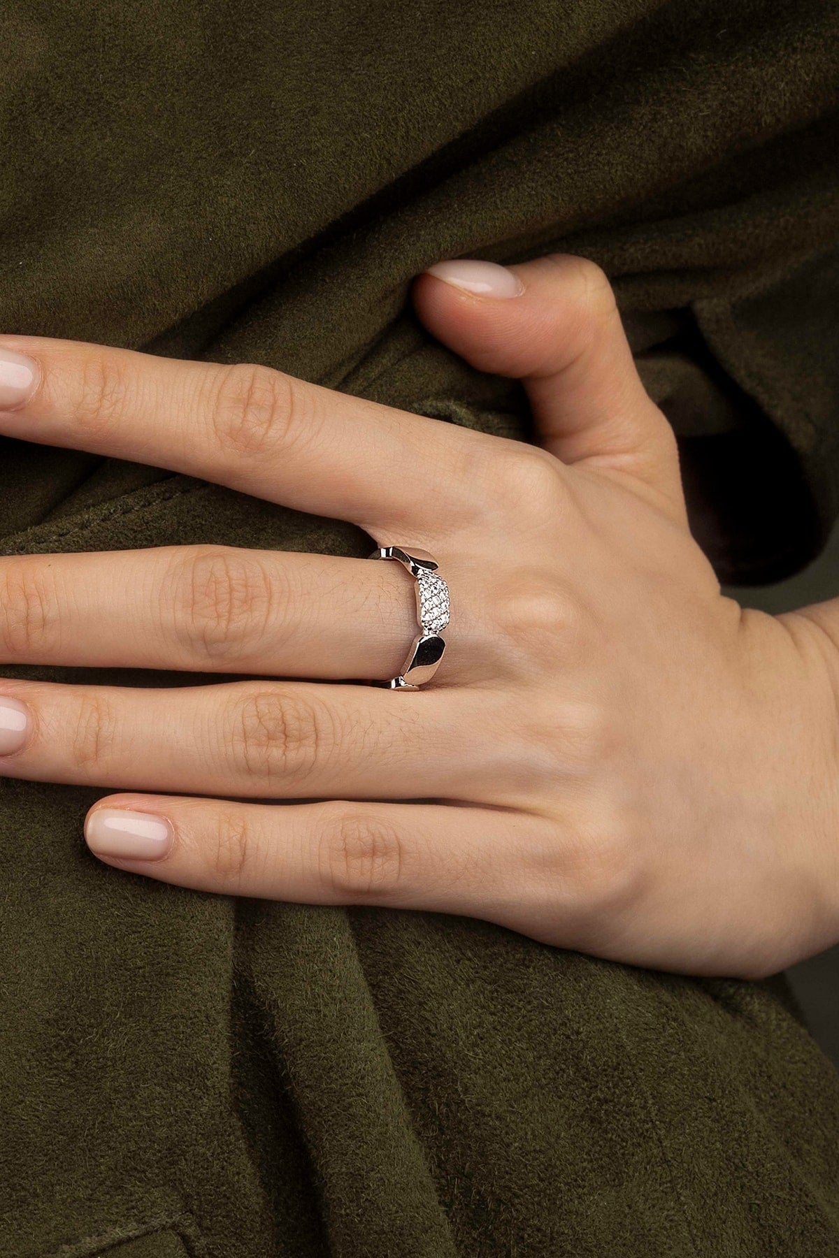 APM Monaco Bague Pavé Argent en Argent