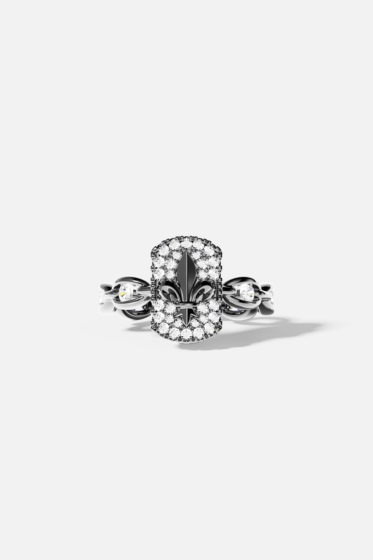 Bague Chaîne Fleur De Lis Pavé