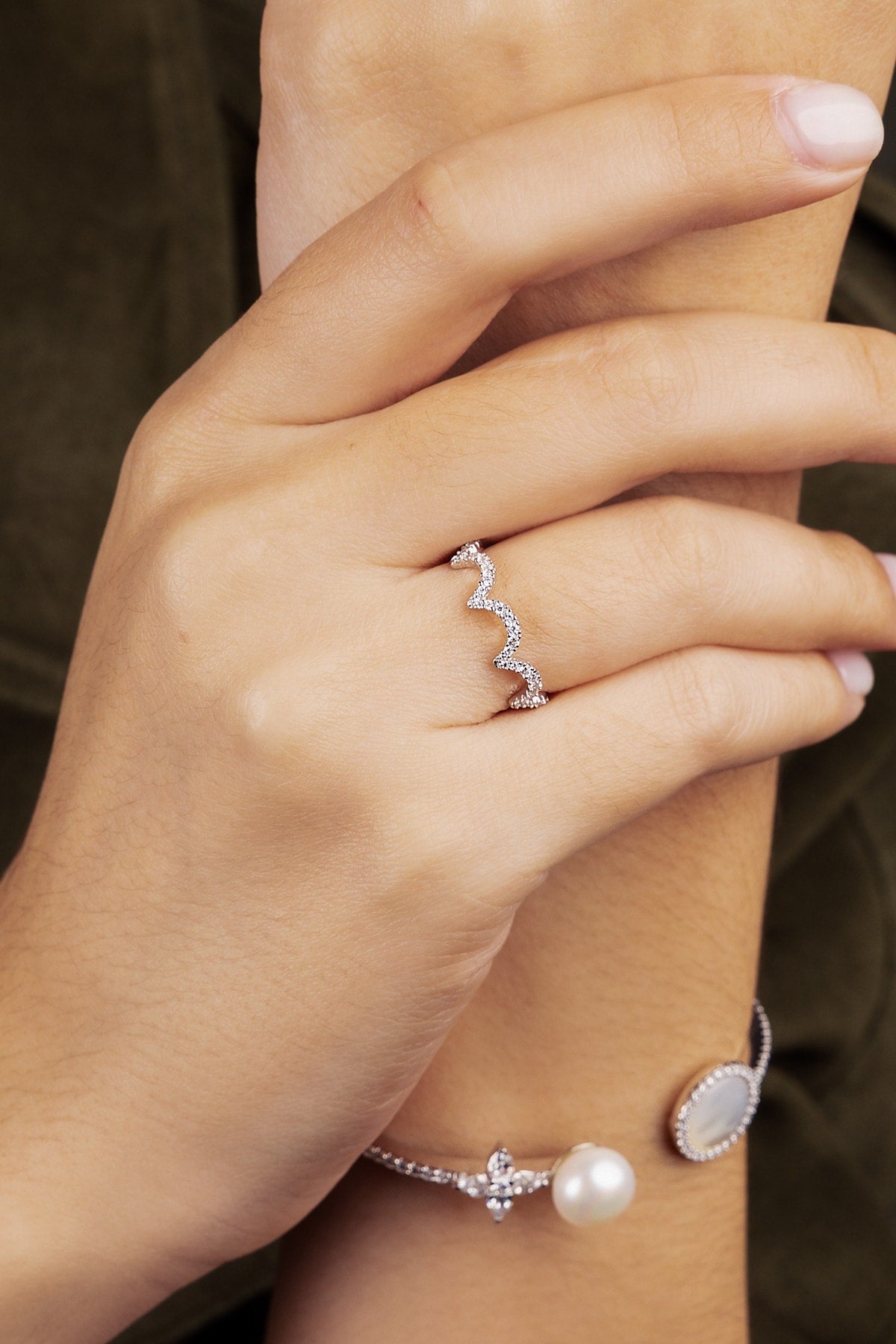 APM Monaco Bague Wavy Argent en Argent