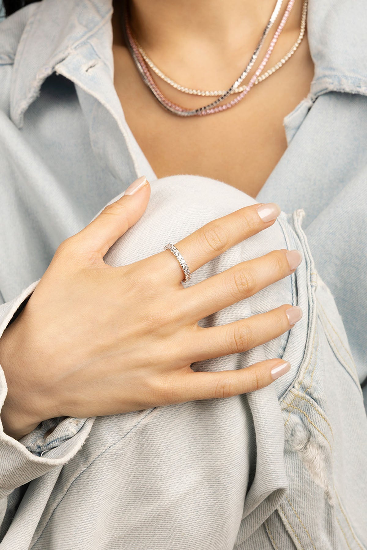APM Monaco Bague Pavé en Argent