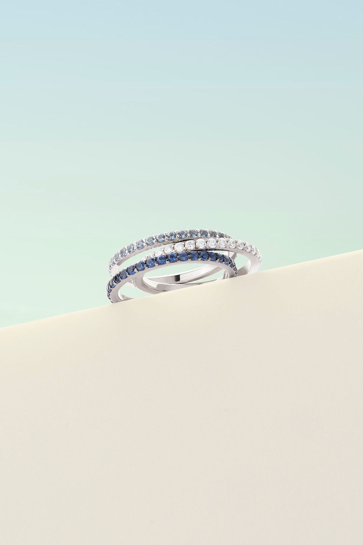 Bague Pavé Linéaire Bleue