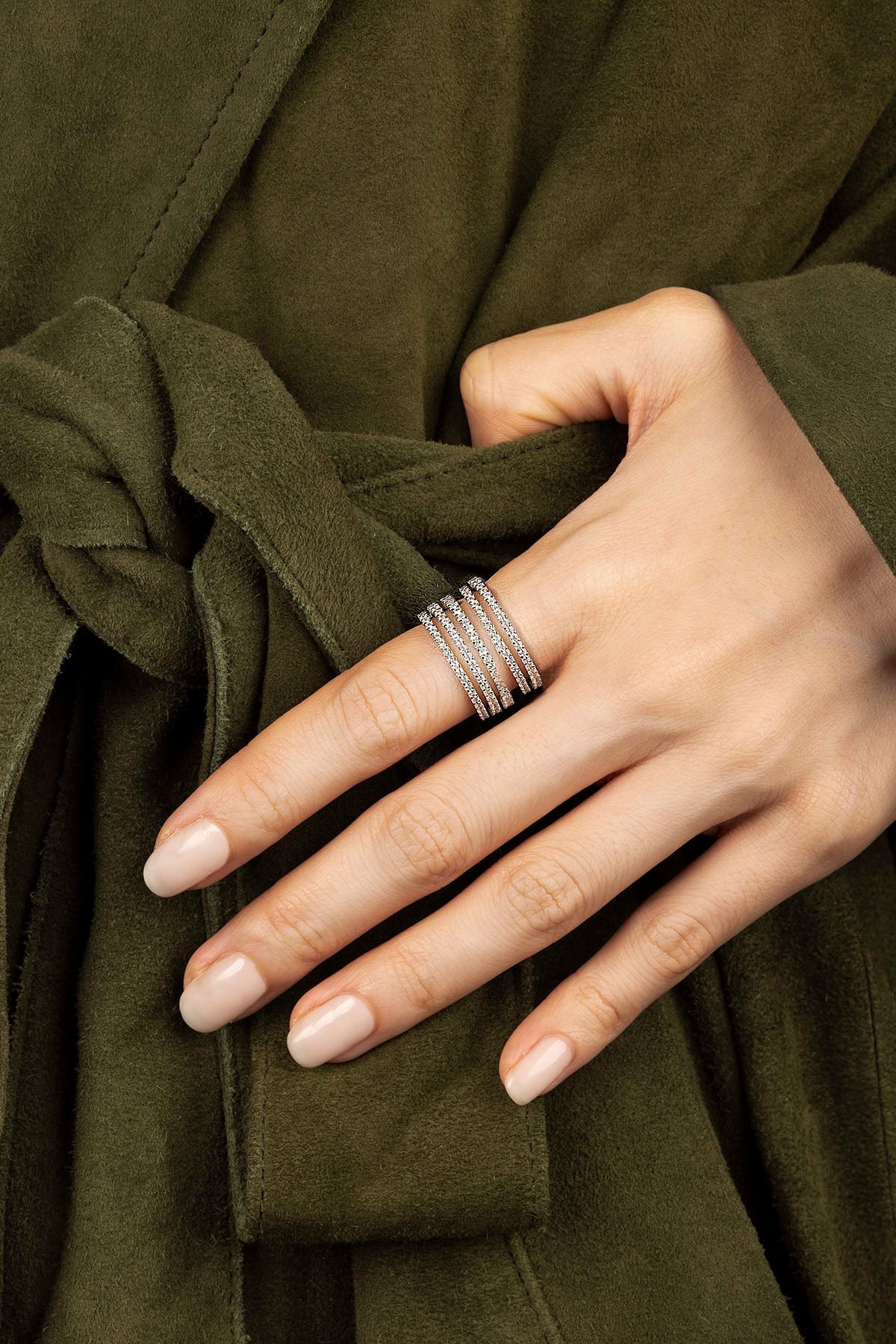 APM Monaco Bague Pavé Linéaire en Argent