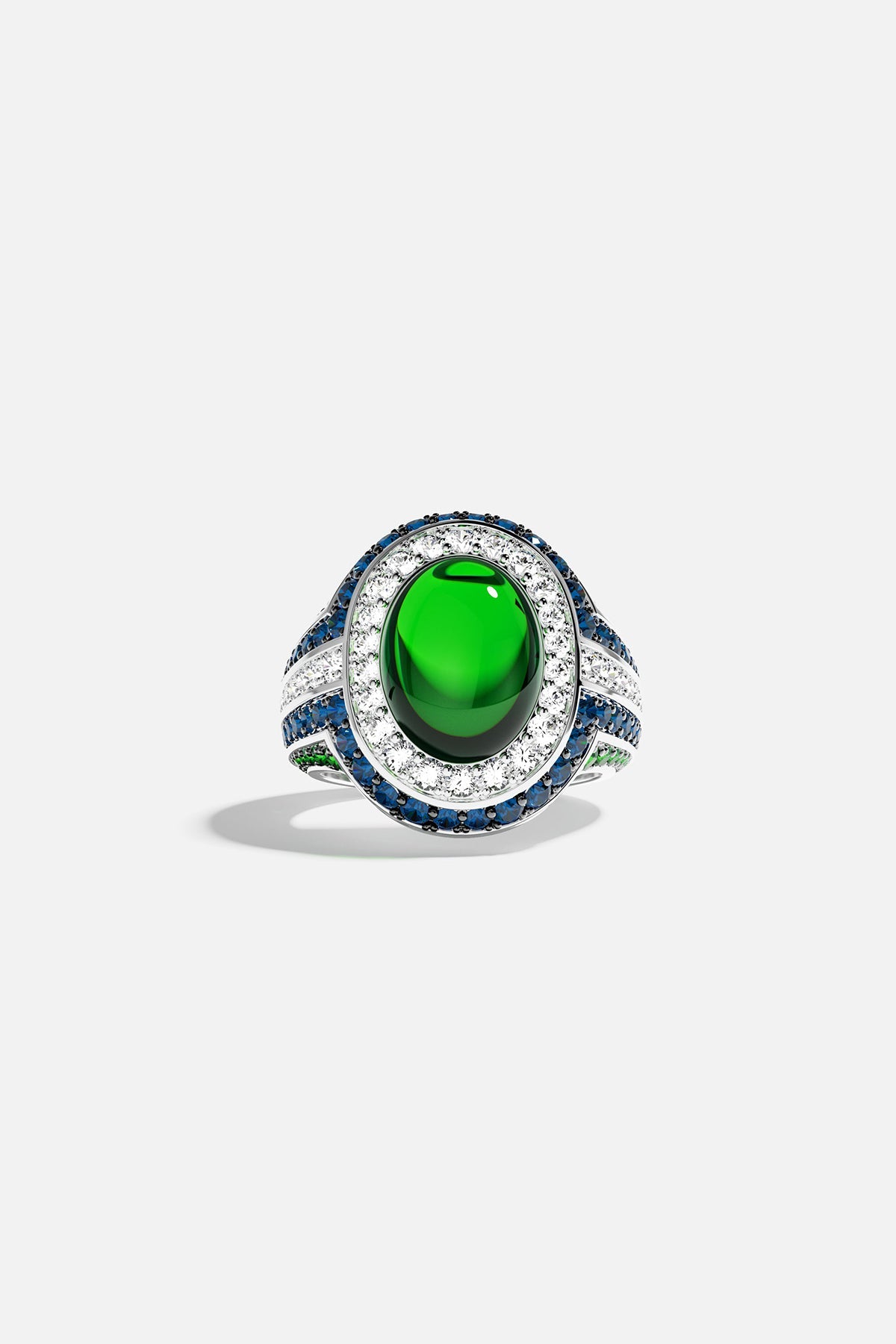 APM Monaco Bague Bold Vert Bleu en Argent